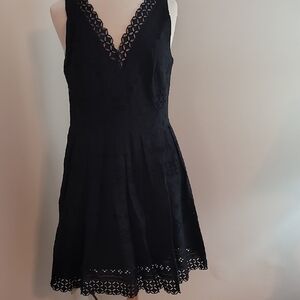 LOFT Black V-Neck Sleeveless Mini Dress